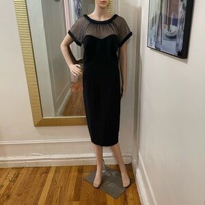 Maggy London Black Midi Dress with Sheer Detail